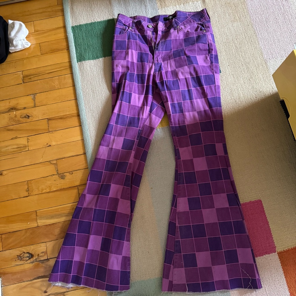 American Bazi Purple Plaid Women Jeans